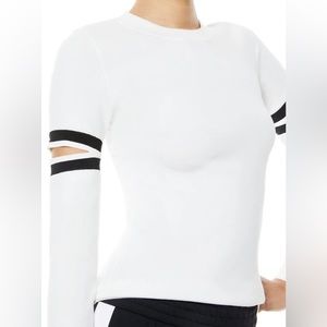 Alice + Olivia Jazi Cut Out Sleeve Pullover Sweater | Size L | White | NWT